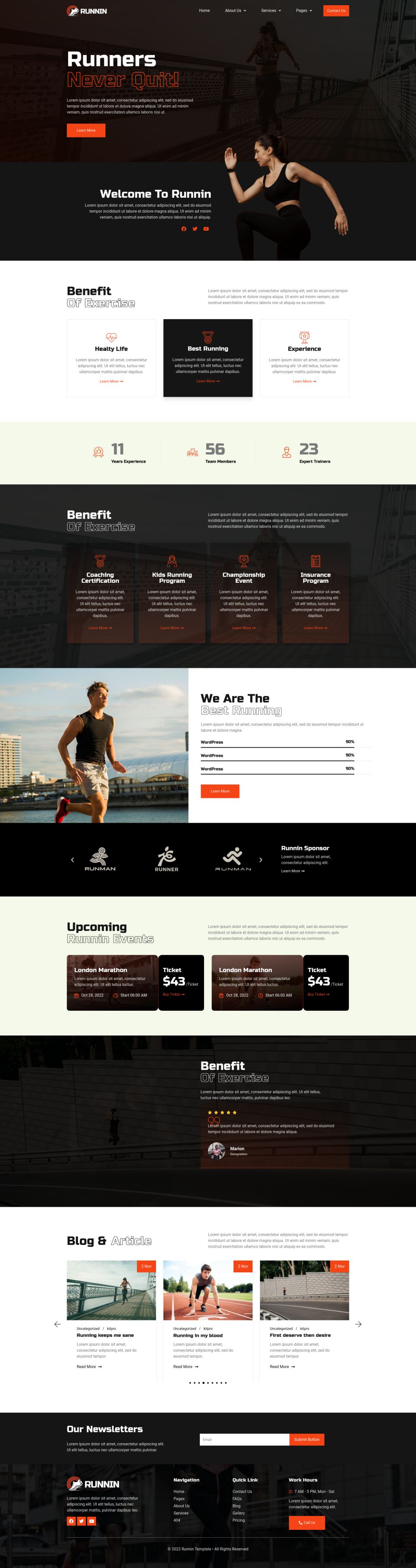 WordPress template ThemeForest Runnin