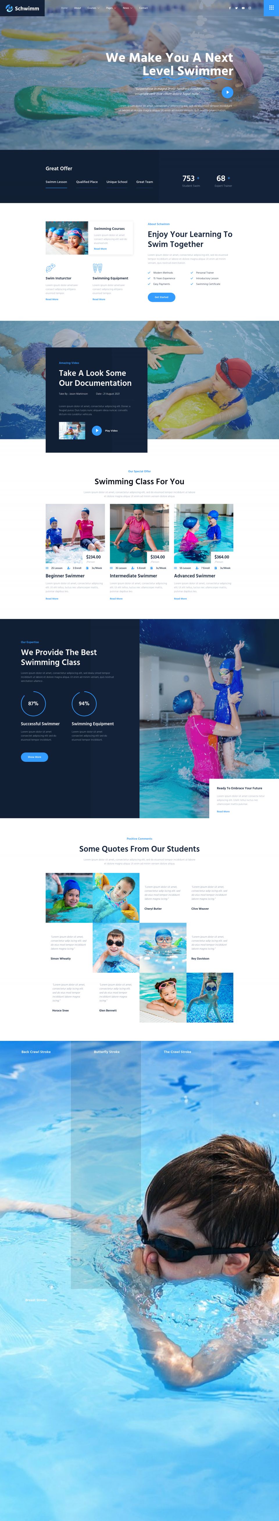 WordPress template ThemeForest Schwimm