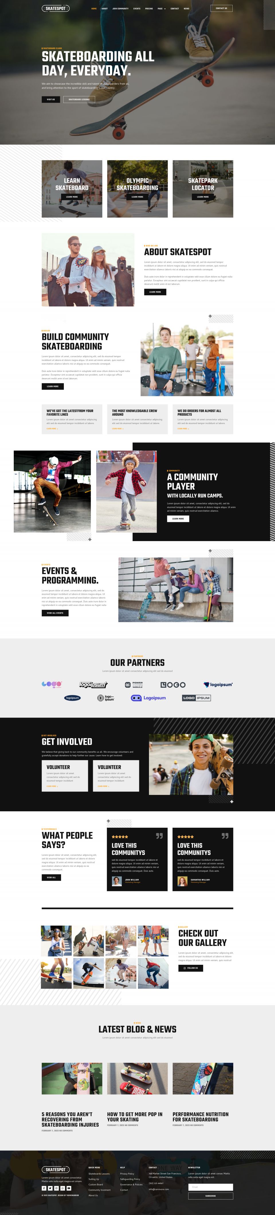 WordPress template ThemeForest Skatespot