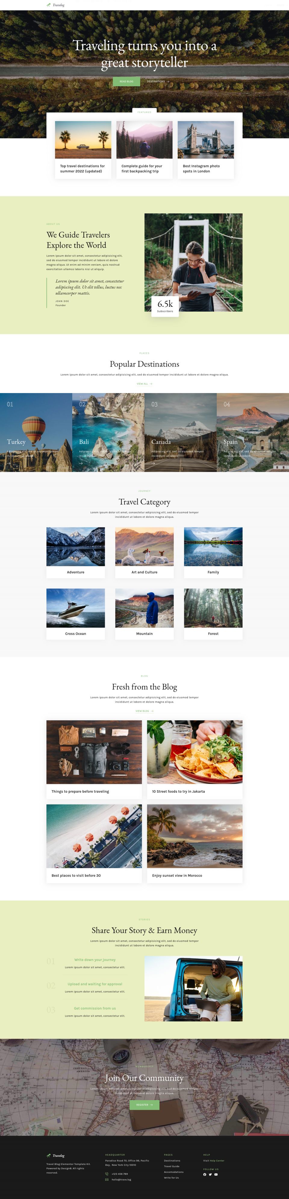 WordPress template ThemeForest Travelog