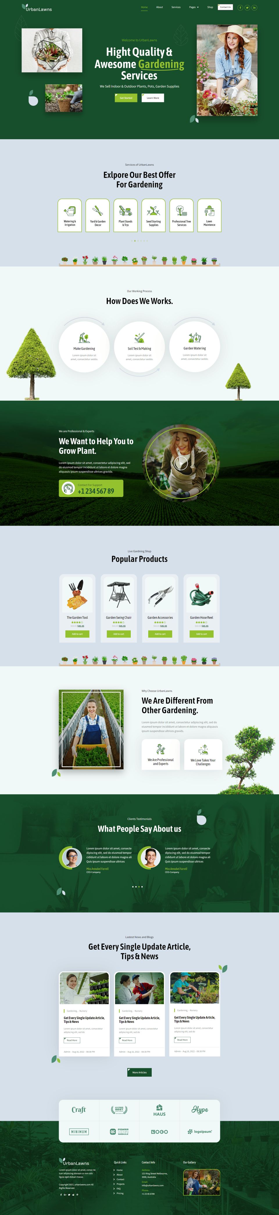 WordPress template ThemeForest Urban Lawns