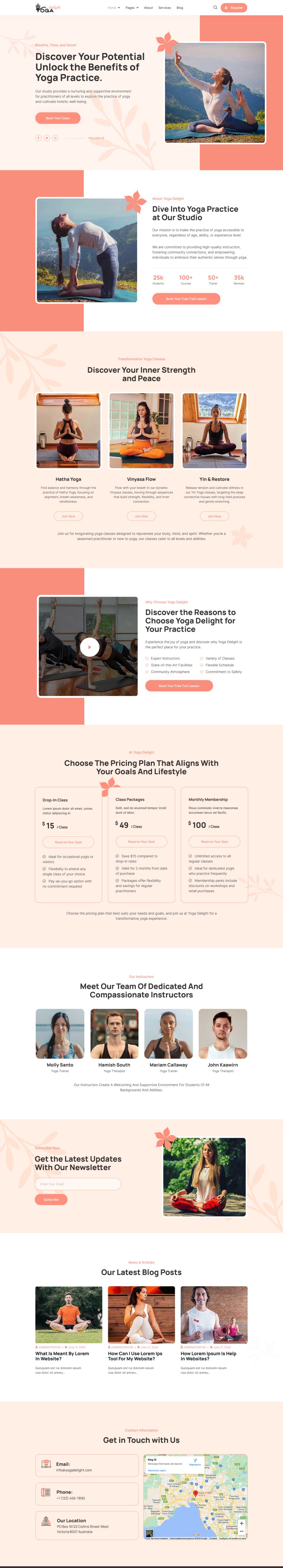 WordPress template ThemeForest Yoga Delight