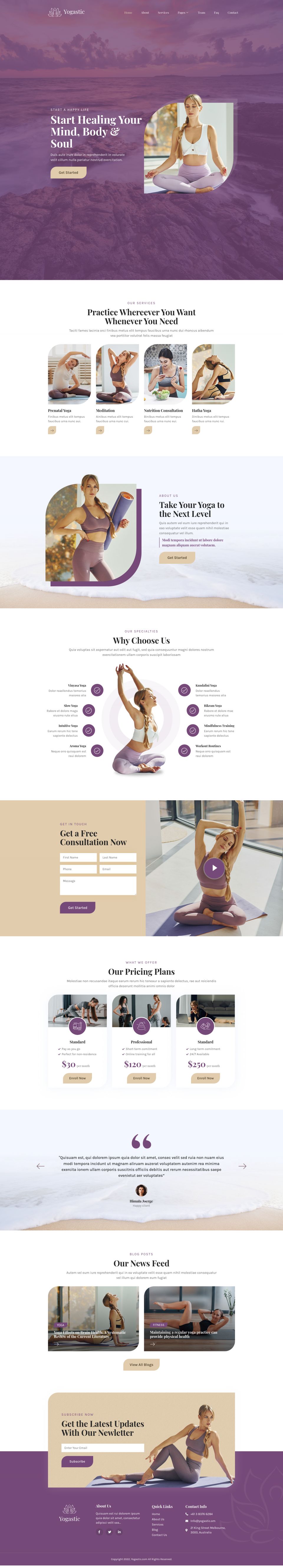 WordPress template ThemeForest Yogastic