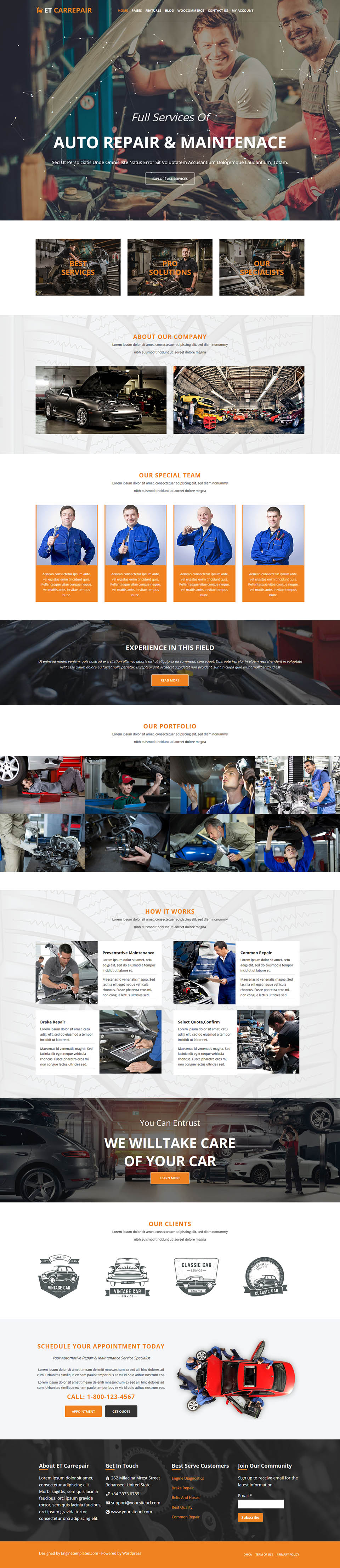 WordPress template EngineTemplates CarRepair