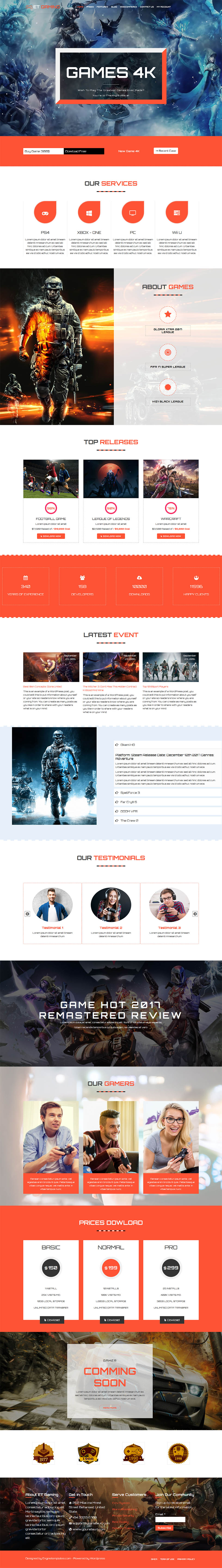 WordPress template EngineTemplates Gaming