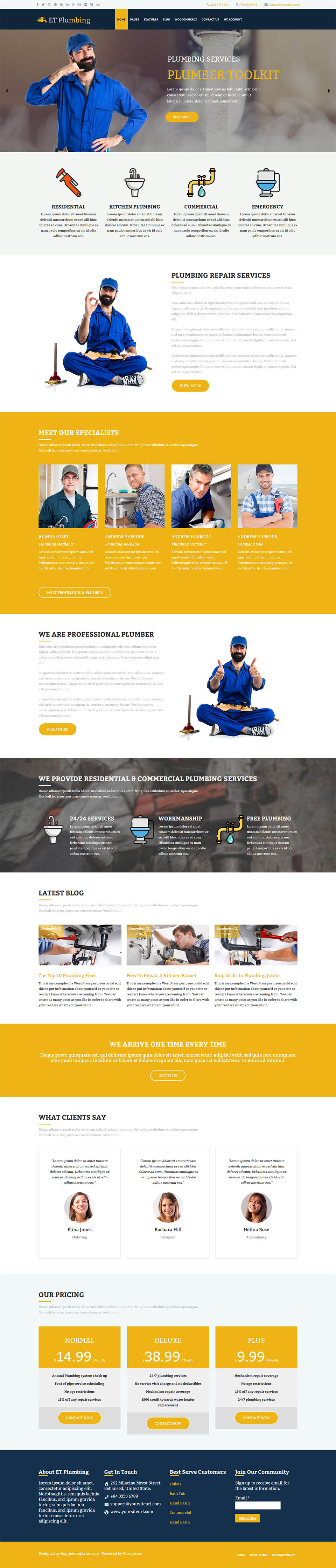 WordPress template EngineTemplates Plumbing