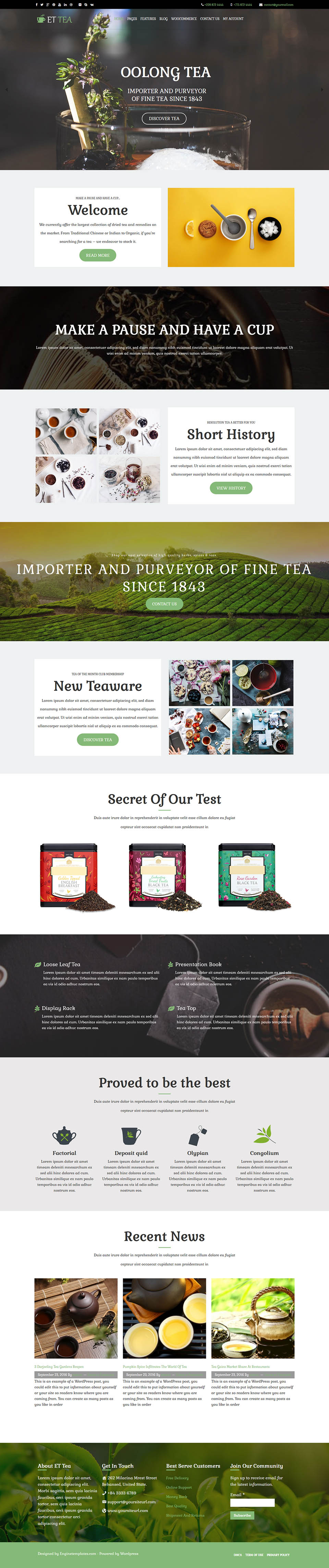 WordPress template EngineTemplates Tea