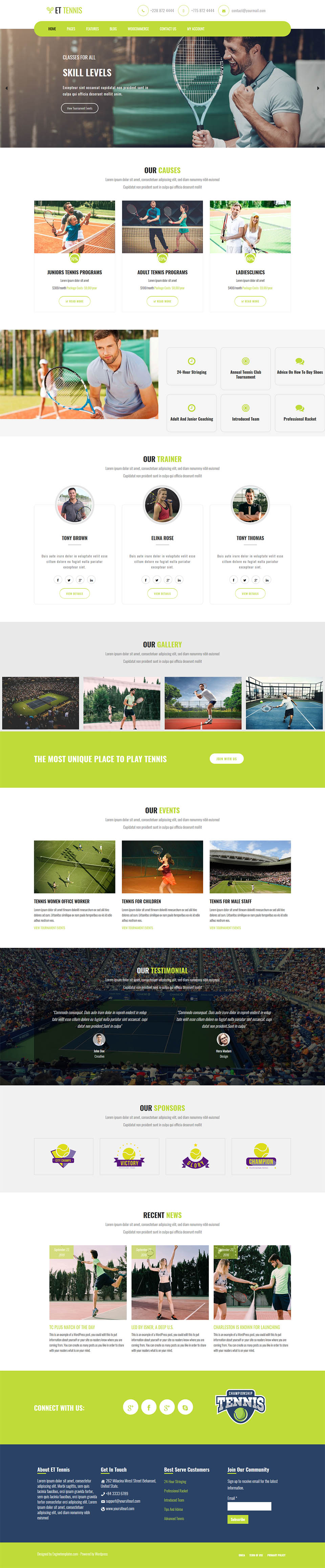 WordPress template EngineTemplates Tennis