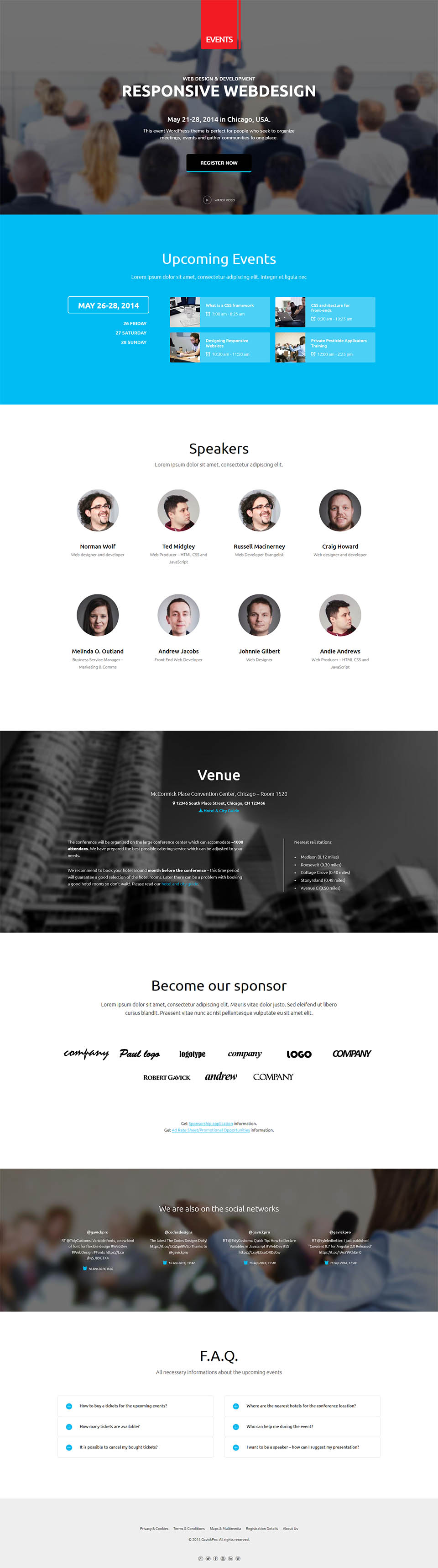 WordPress template GavickPro Events