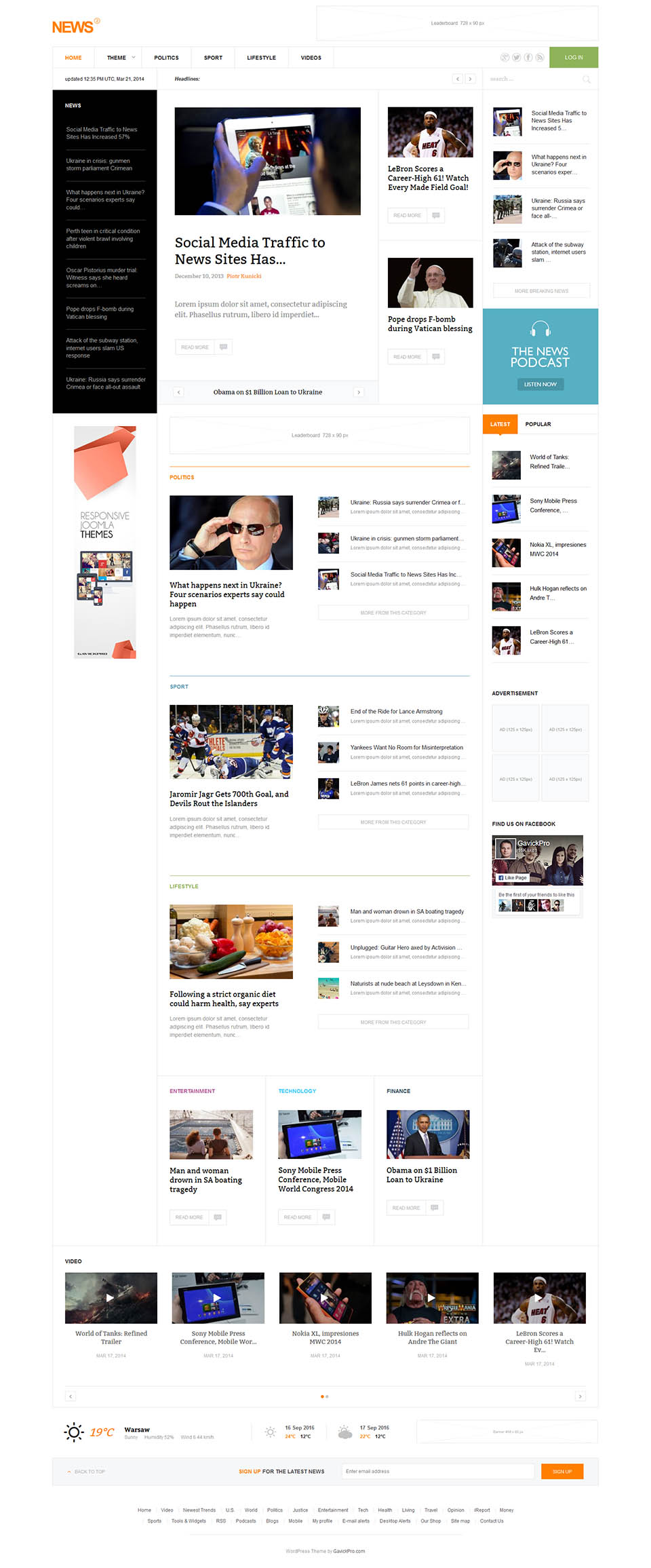 WordPress template GavickPro News 2