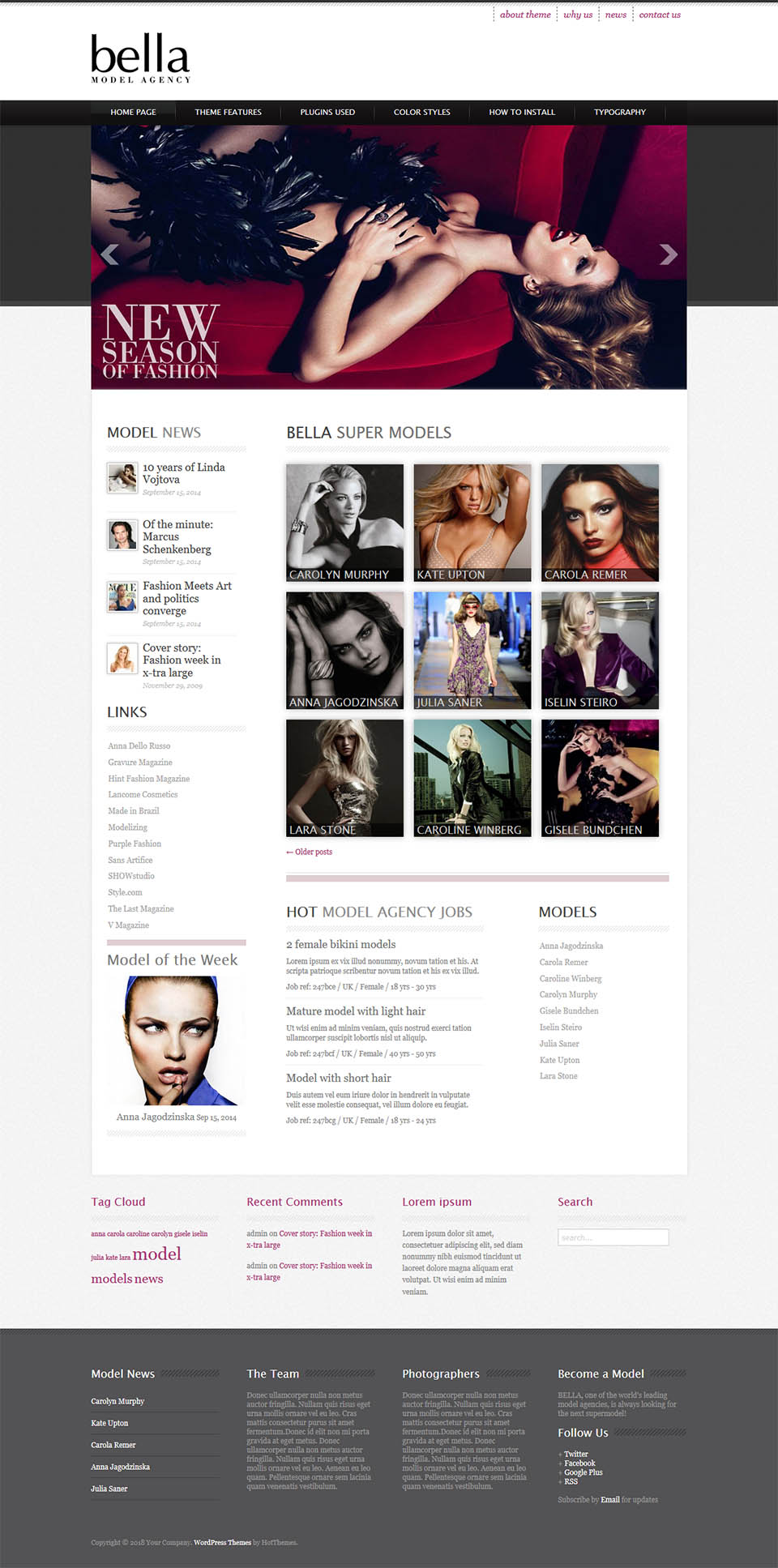 WordPress template HotThemes Model Agency