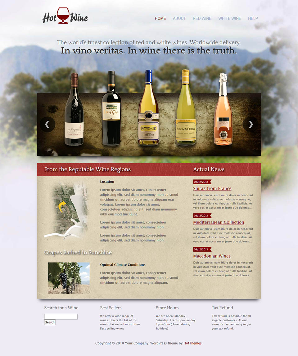 WordPress template HotThemes Wine