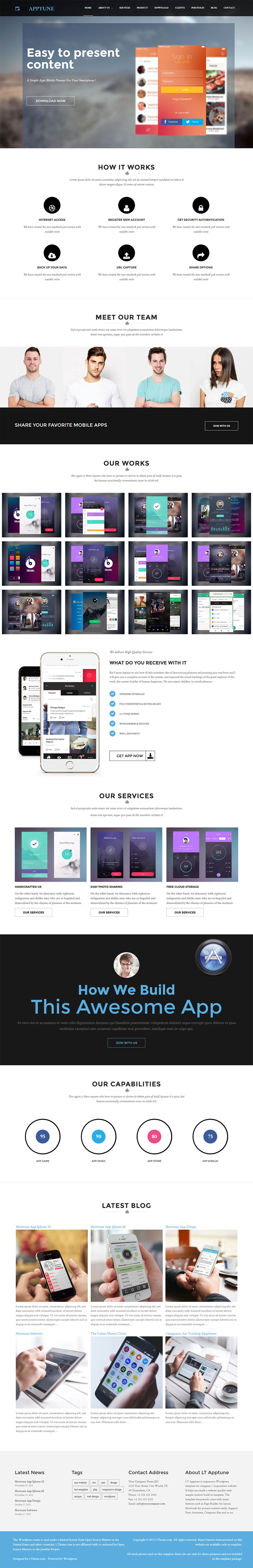 WordPress template LTheme Apptune