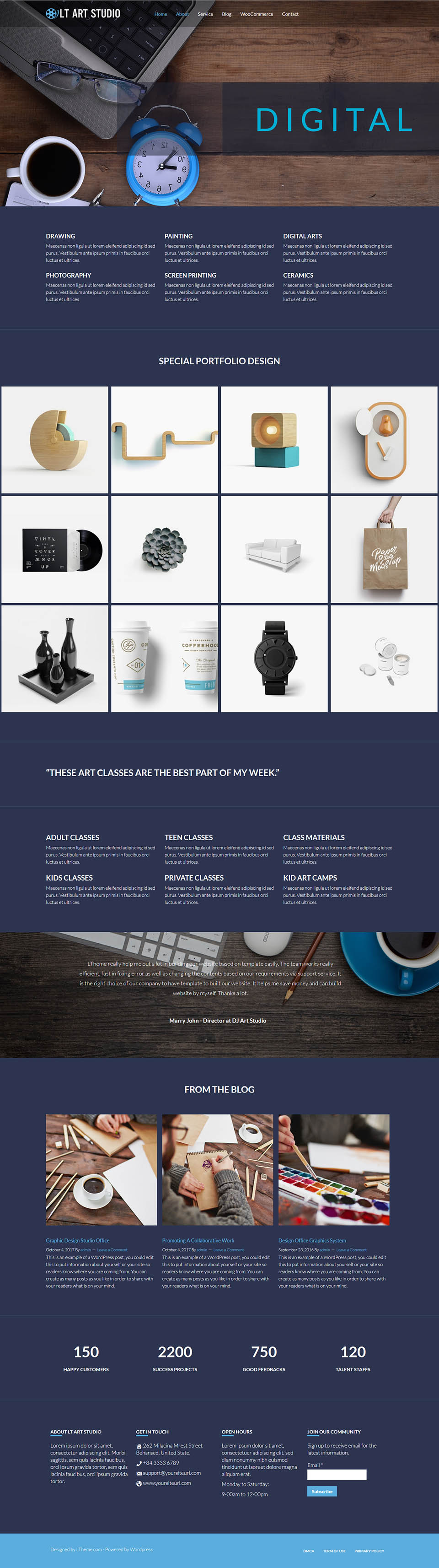 WordPress template LTheme Art Studio Onepage