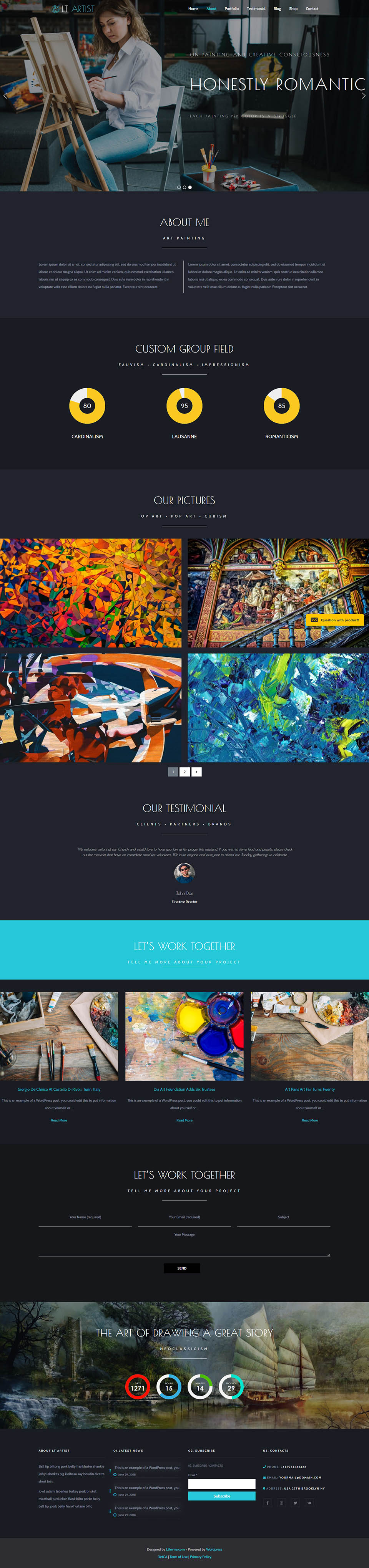 WordPress template LTheme Artist Onepage