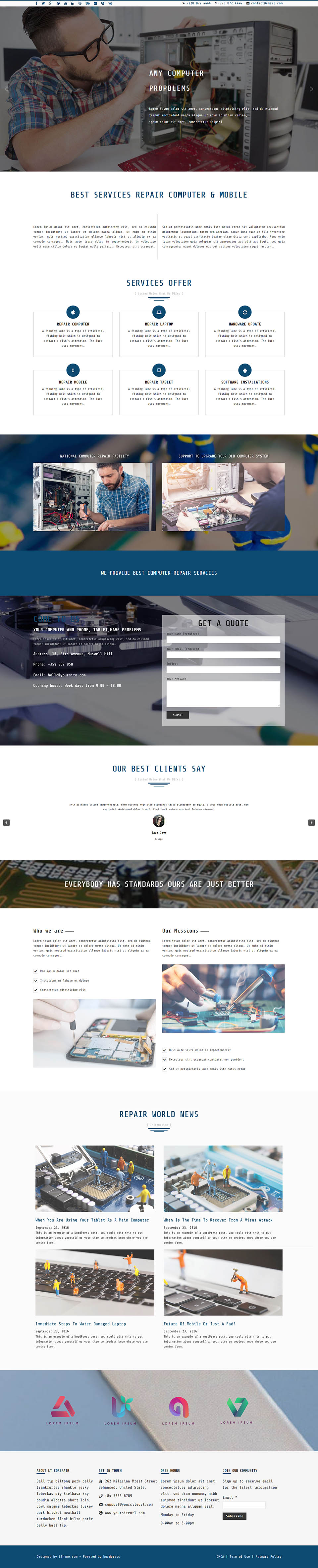 WordPress template LTheme CoRepair Onepage