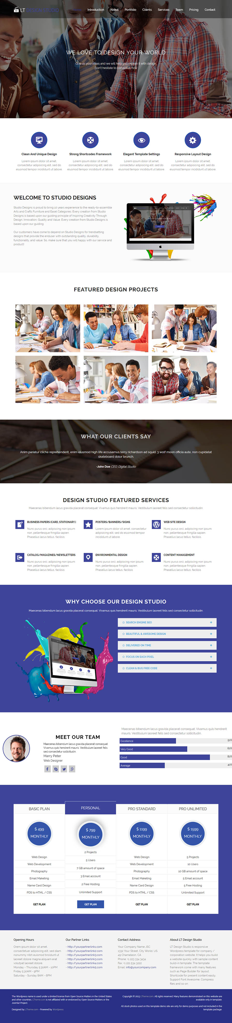 WordPress template LTheme Design Studio Onepage