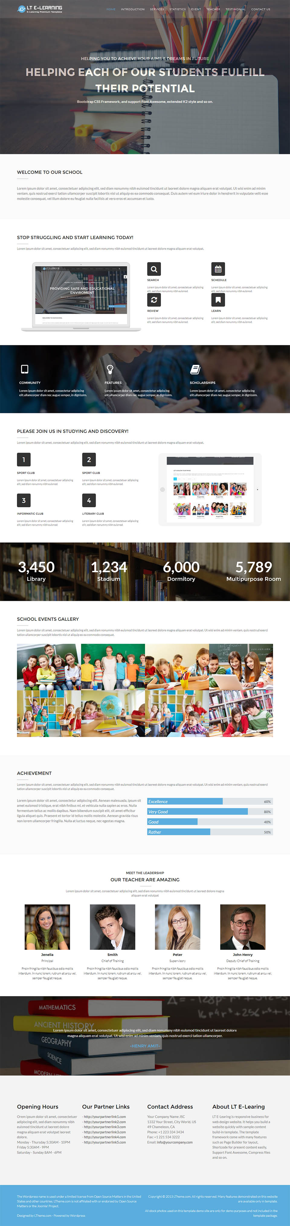 WordPress template LTheme eLearning Onepage