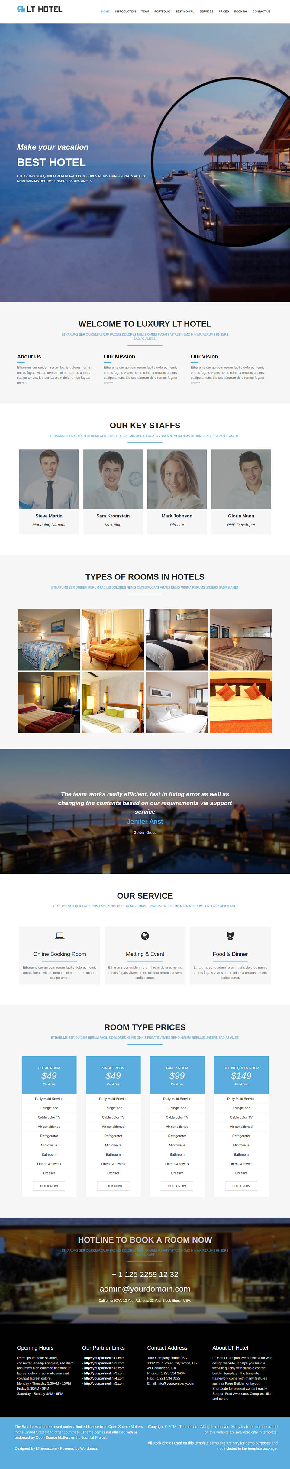 WordPress template LTheme Hotel Onepage