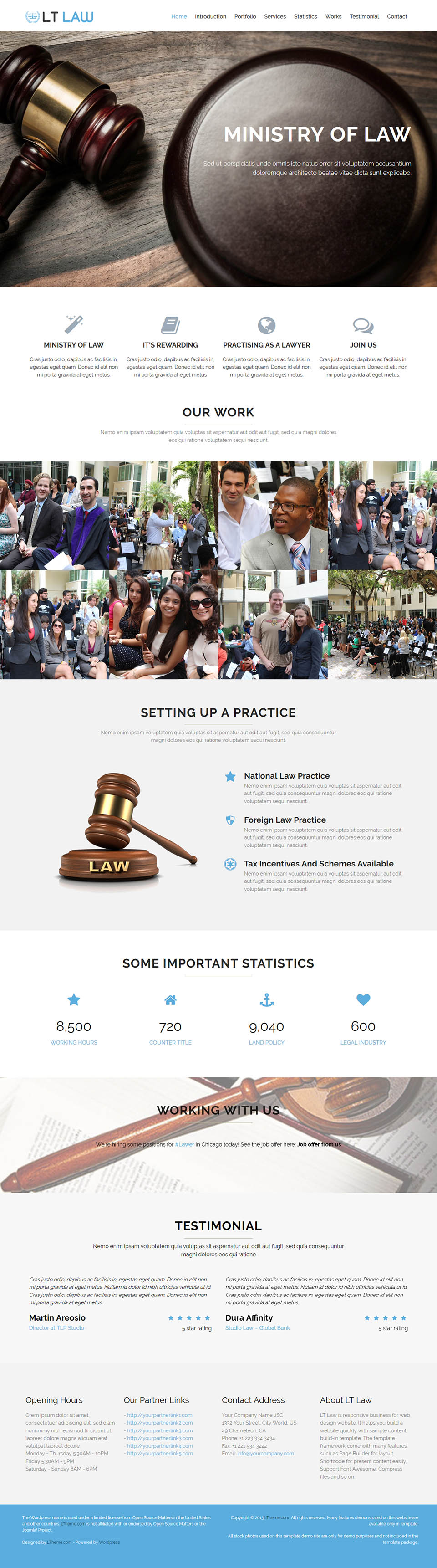 WordPress template LTheme Law Onepage