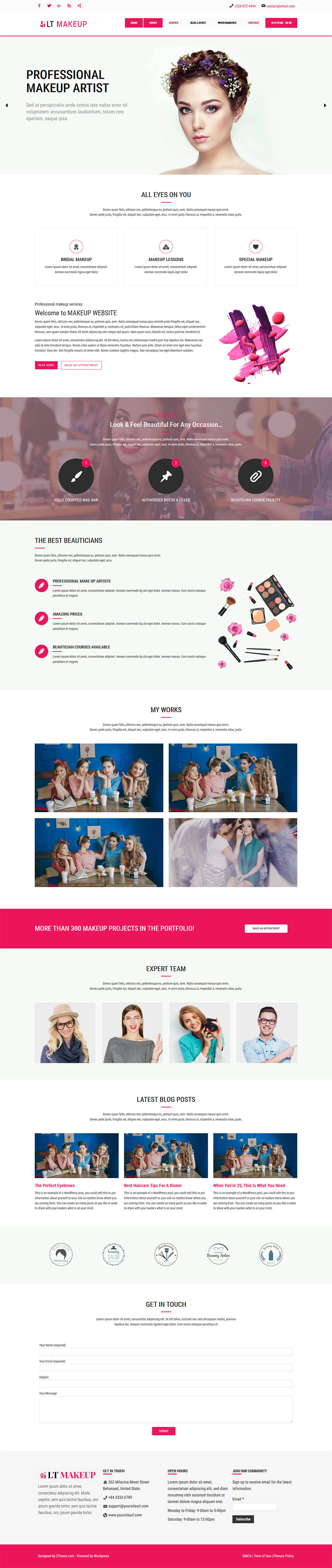 WordPress template LTheme Makeup Onepage