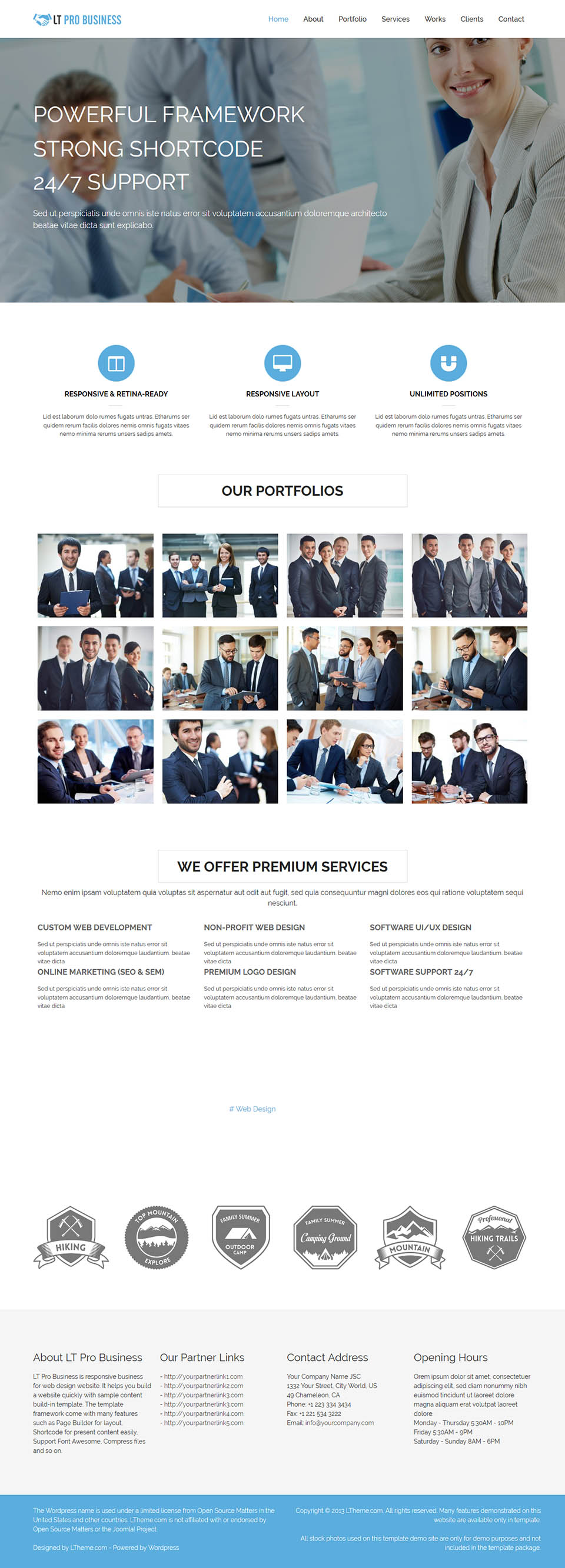 WordPress template LTheme Pro Business Onepage