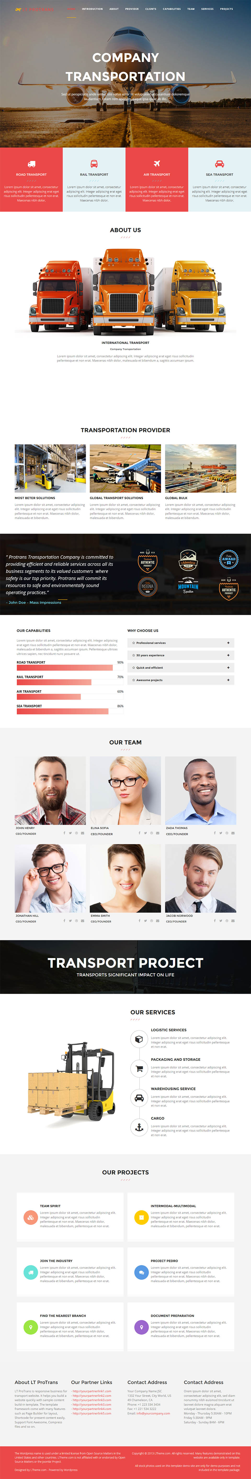 WordPress template LTheme ProTrans Onepage