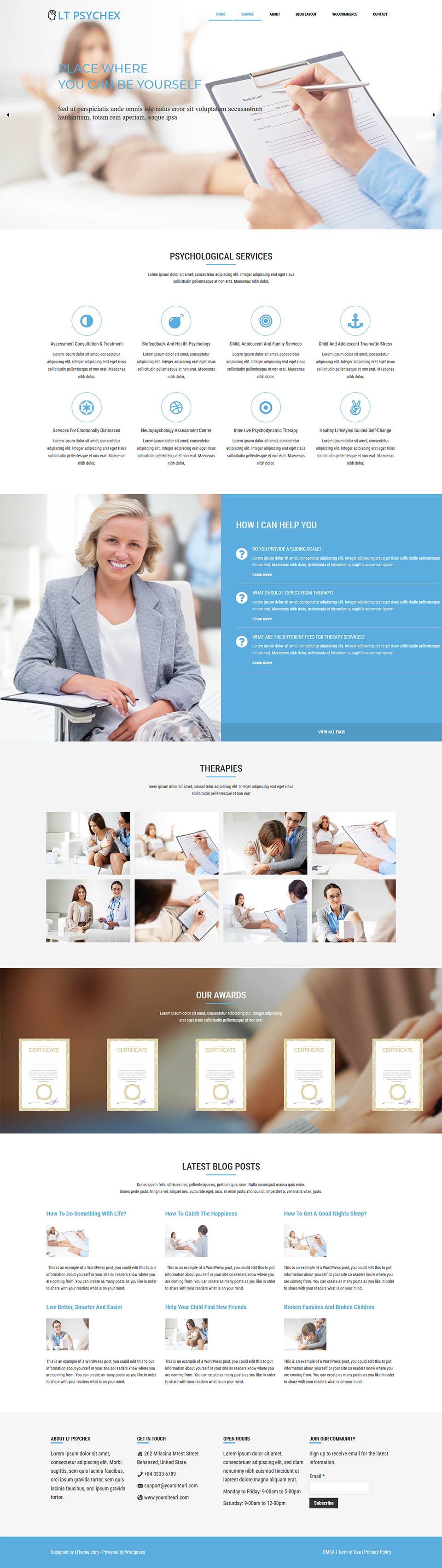 WordPress template LTheme Psychex Onepage