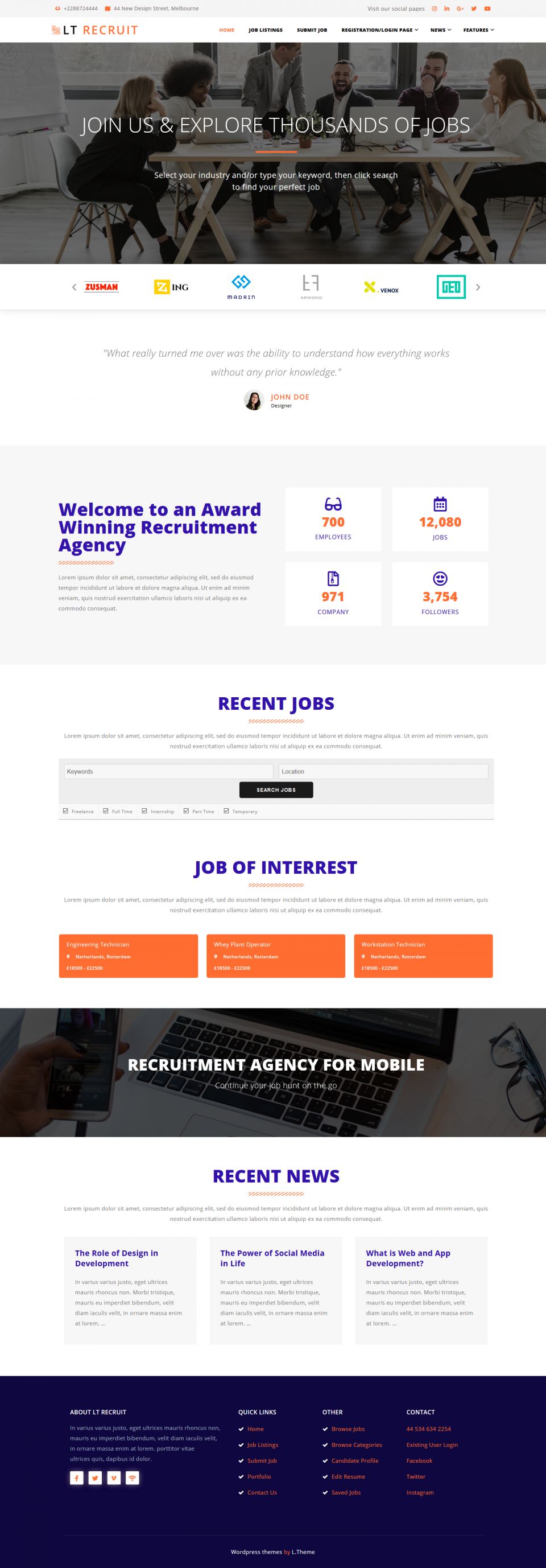 WordPress template LTheme Recruit