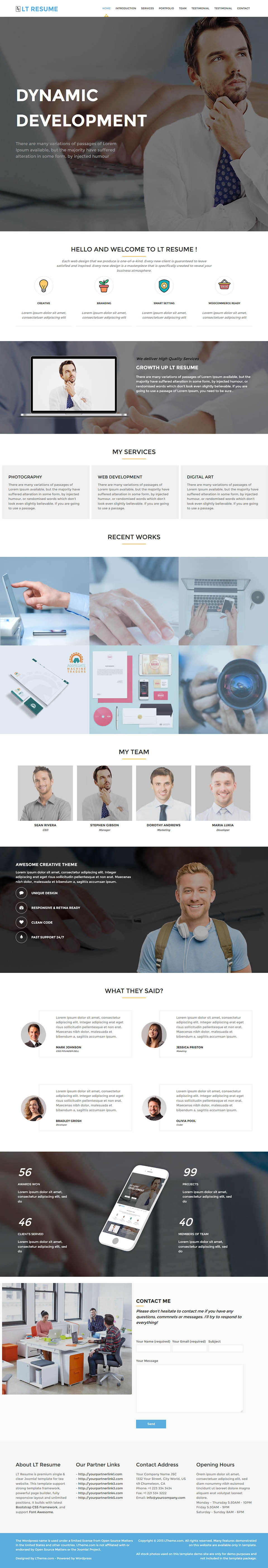 WordPress template LTheme Resume Onepage