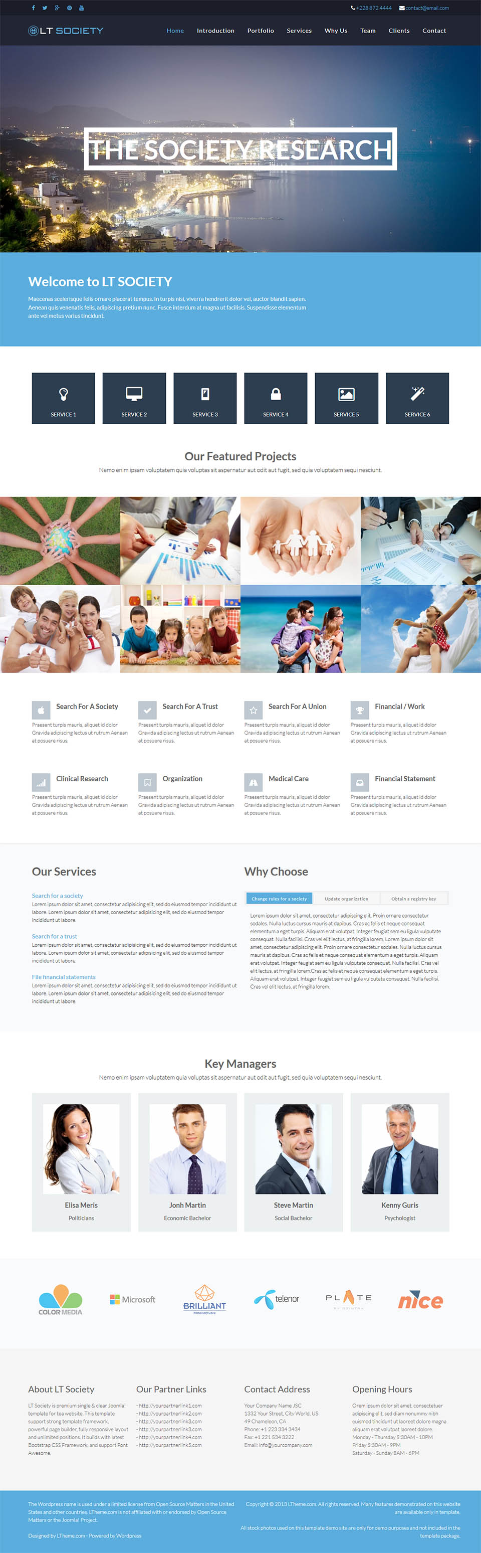 WordPress template LTheme Society Onepage