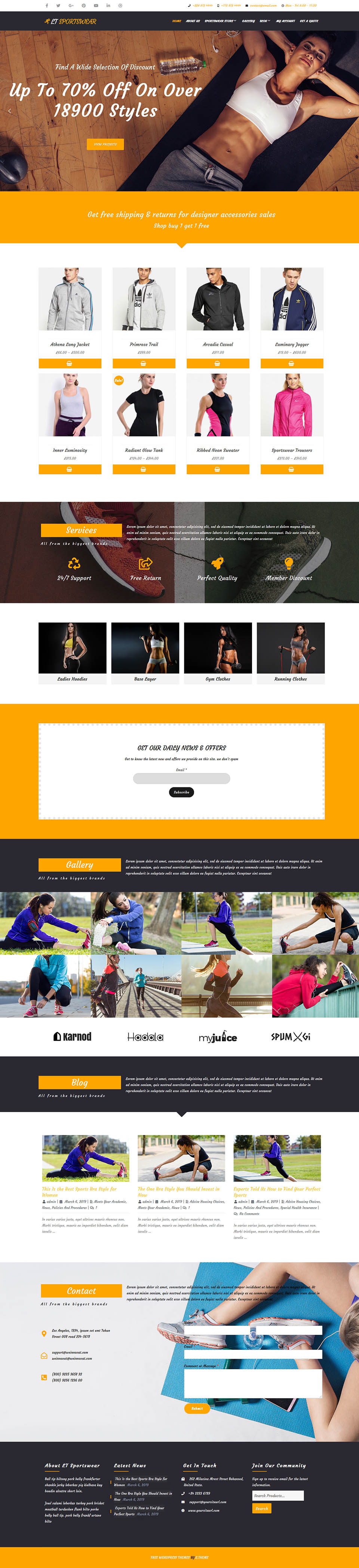 WordPress template LTheme Sportswear