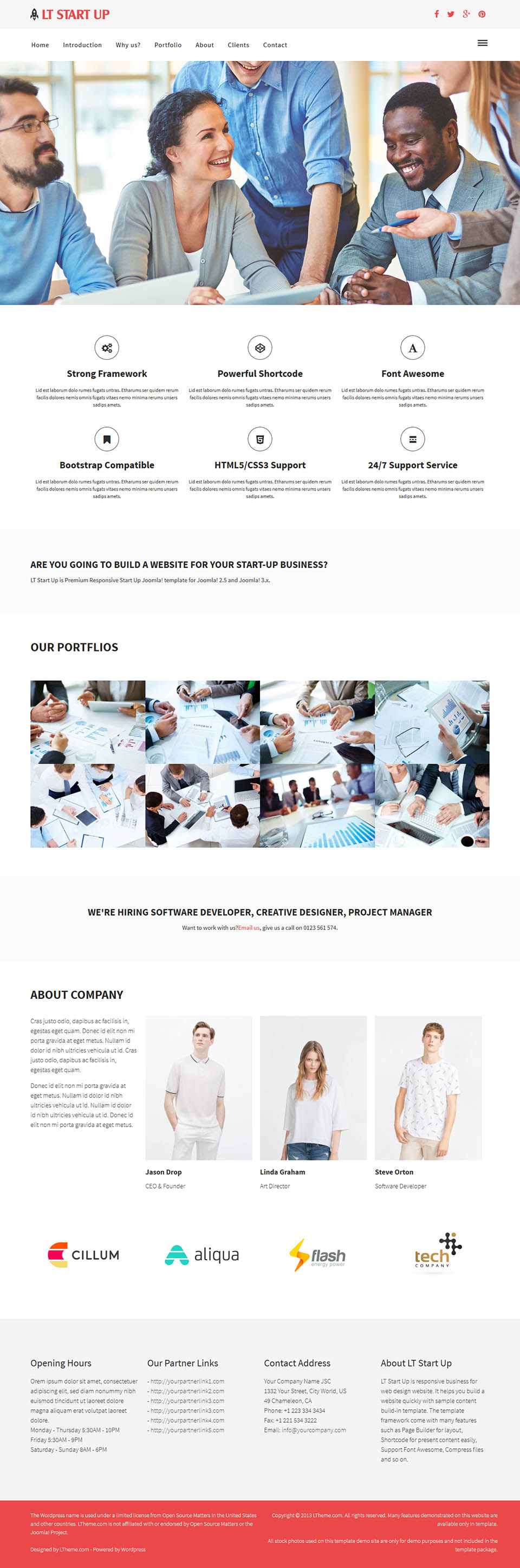 WordPress template LTheme Start Up Onepage