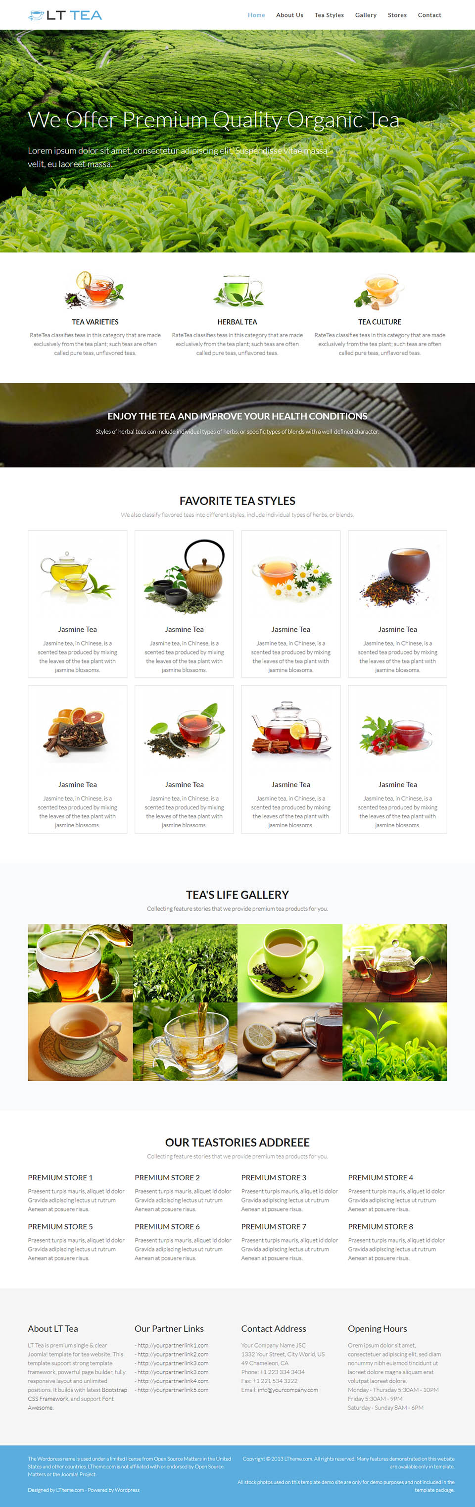 WordPress template LTheme Tea Onepage