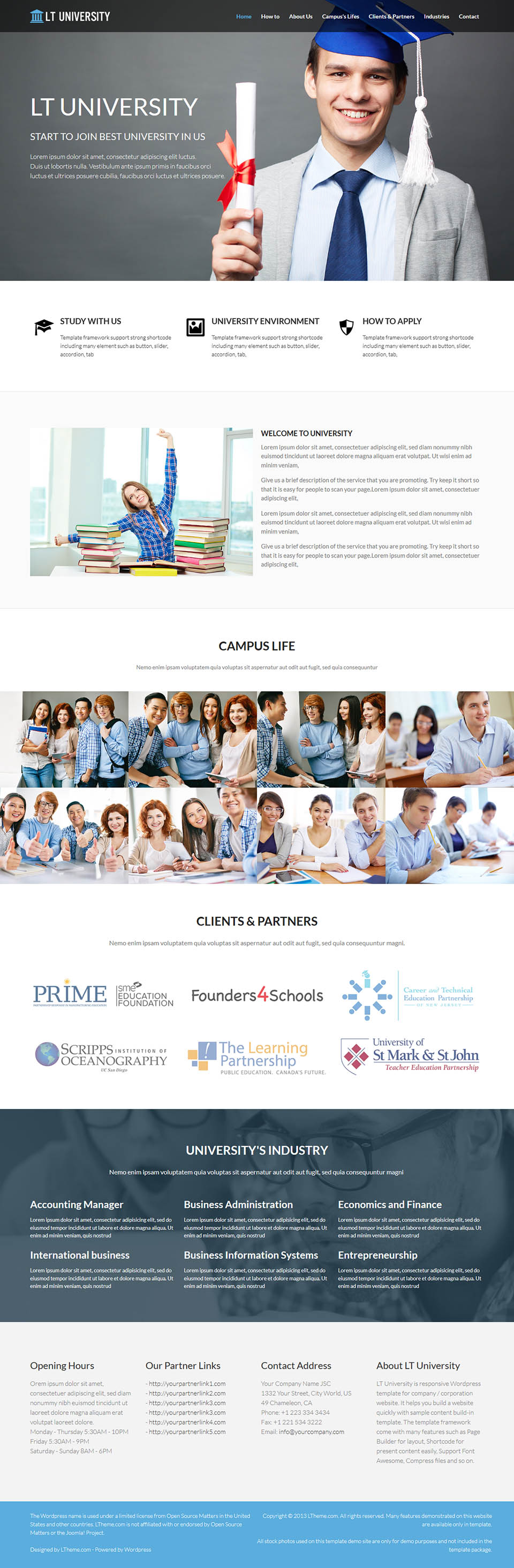 WordPress template LTheme University Onepage