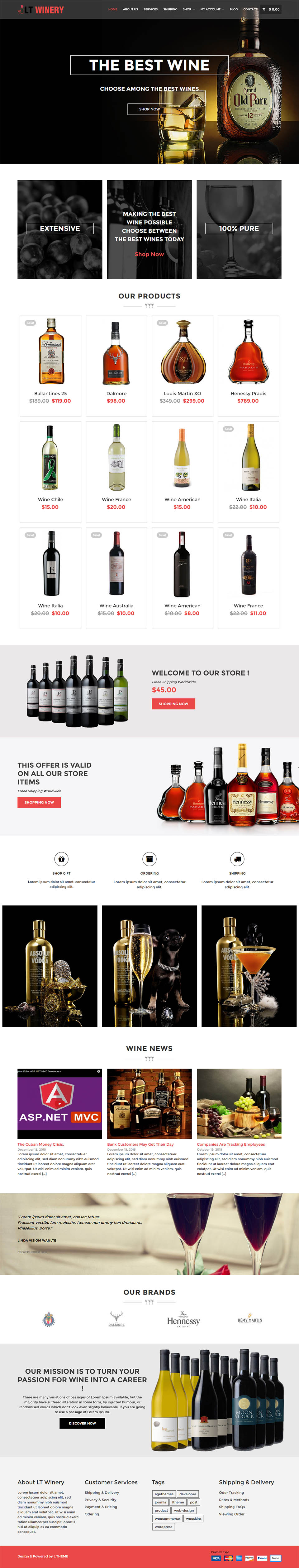 WordPress template LTheme Winery