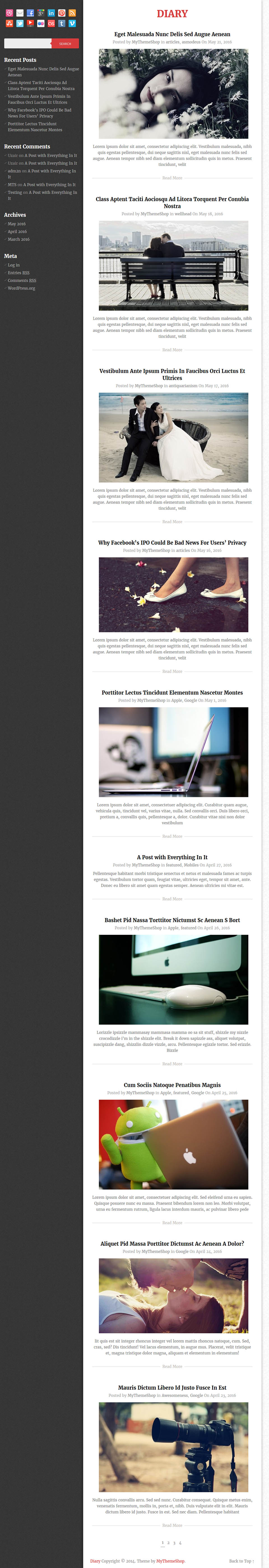 WordPress template MyThemeShop Diary