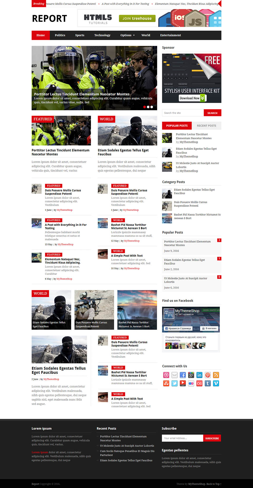 WordPress template MyThemeShop Report