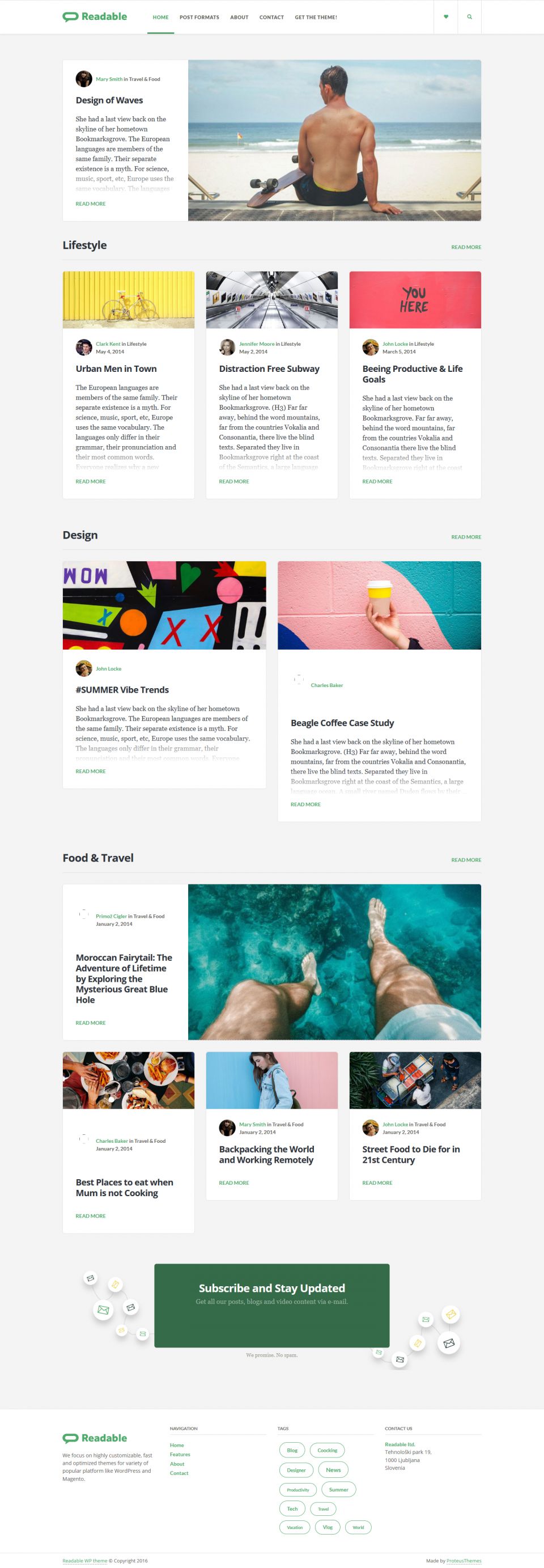 WordPress template ProteusThemes Readable