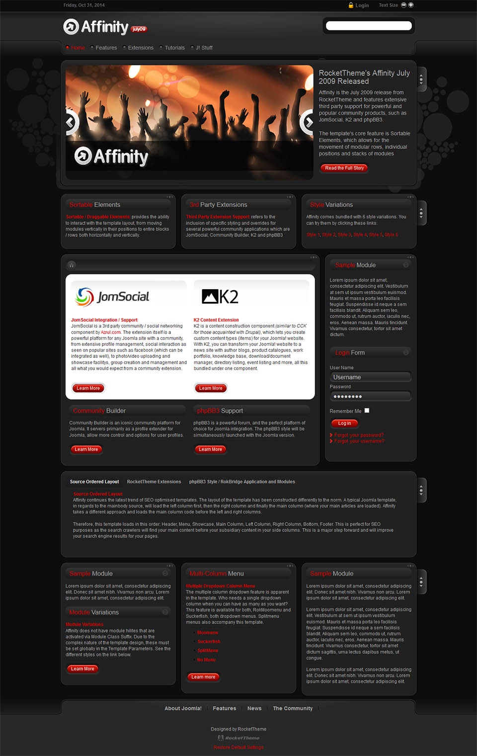 WordPress template RocketTheme Affinity