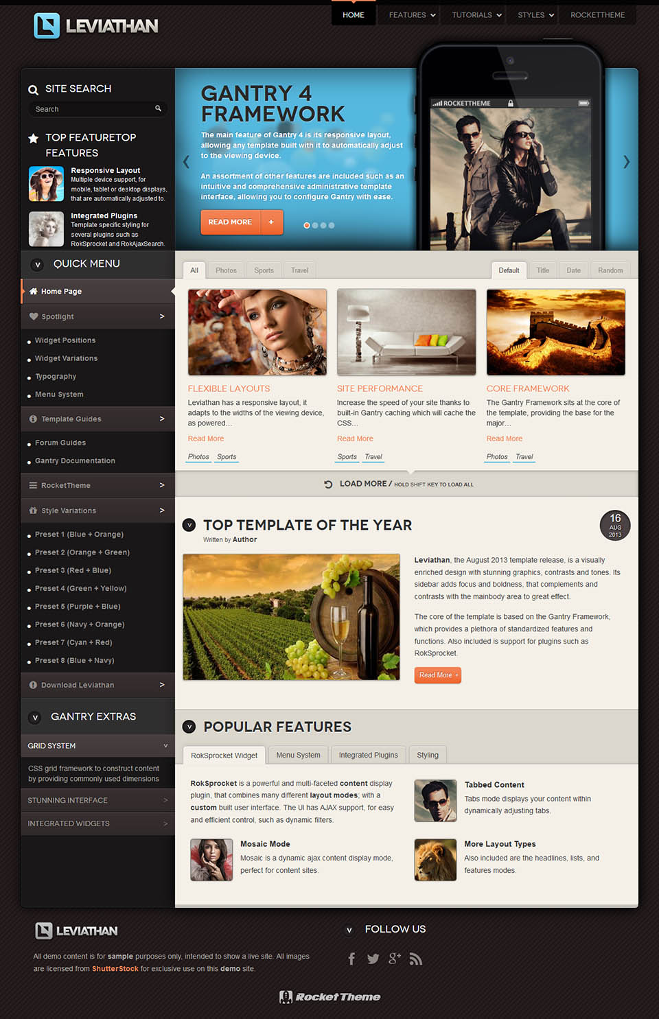 WordPress template RocketTheme Leviathan