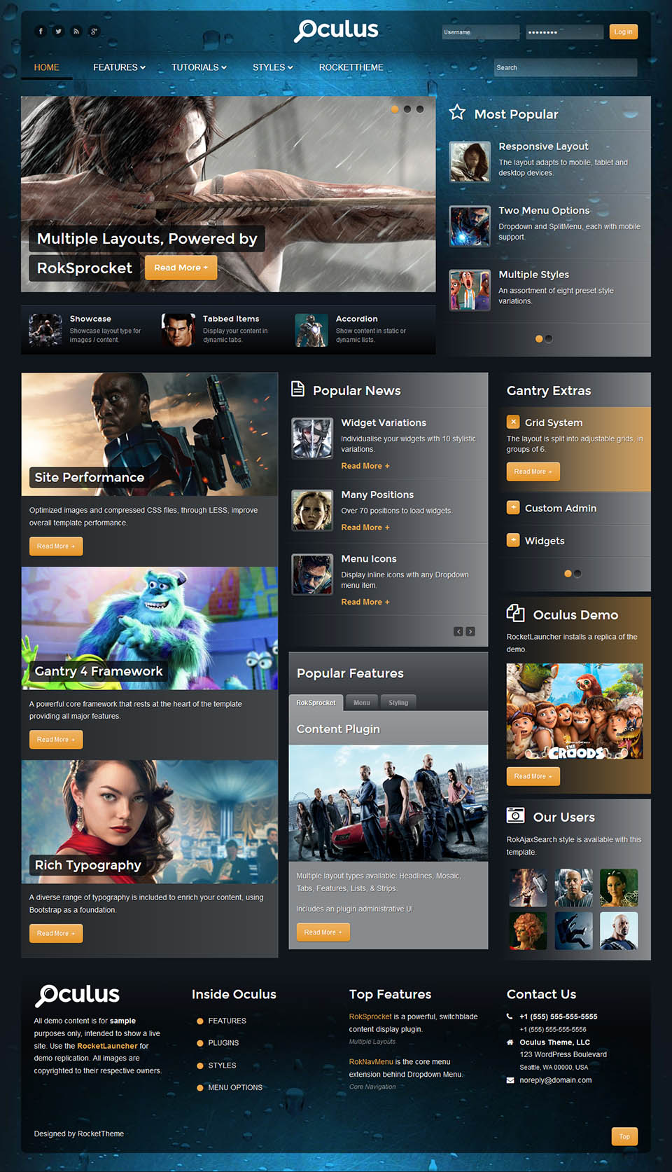 WordPress template RocketTheme Oculus