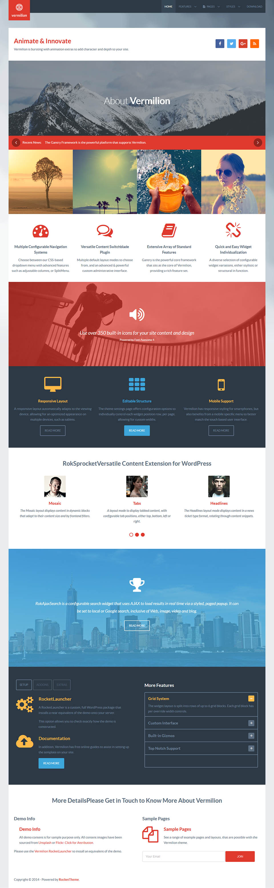 WordPress template RocketTheme Vermilion