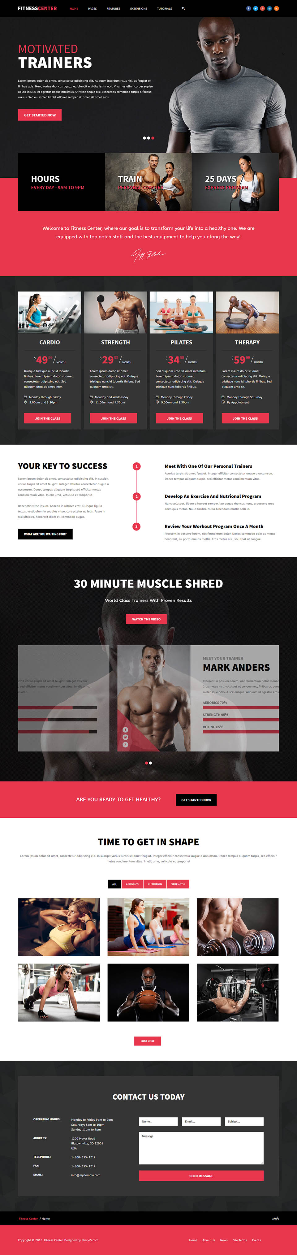 WordPress template Shape5 Fitness Center