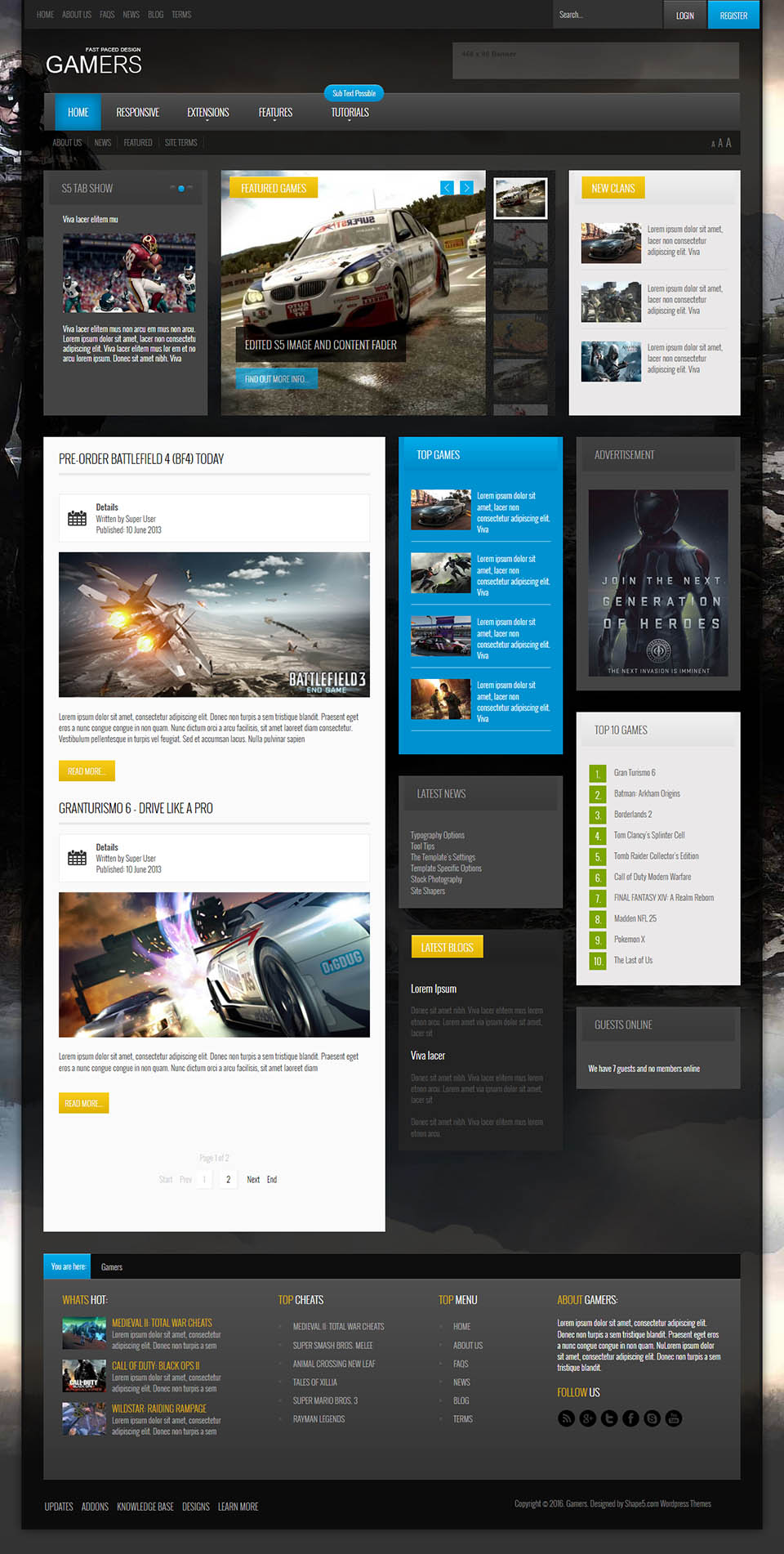 WordPress template Shape5 Gamers