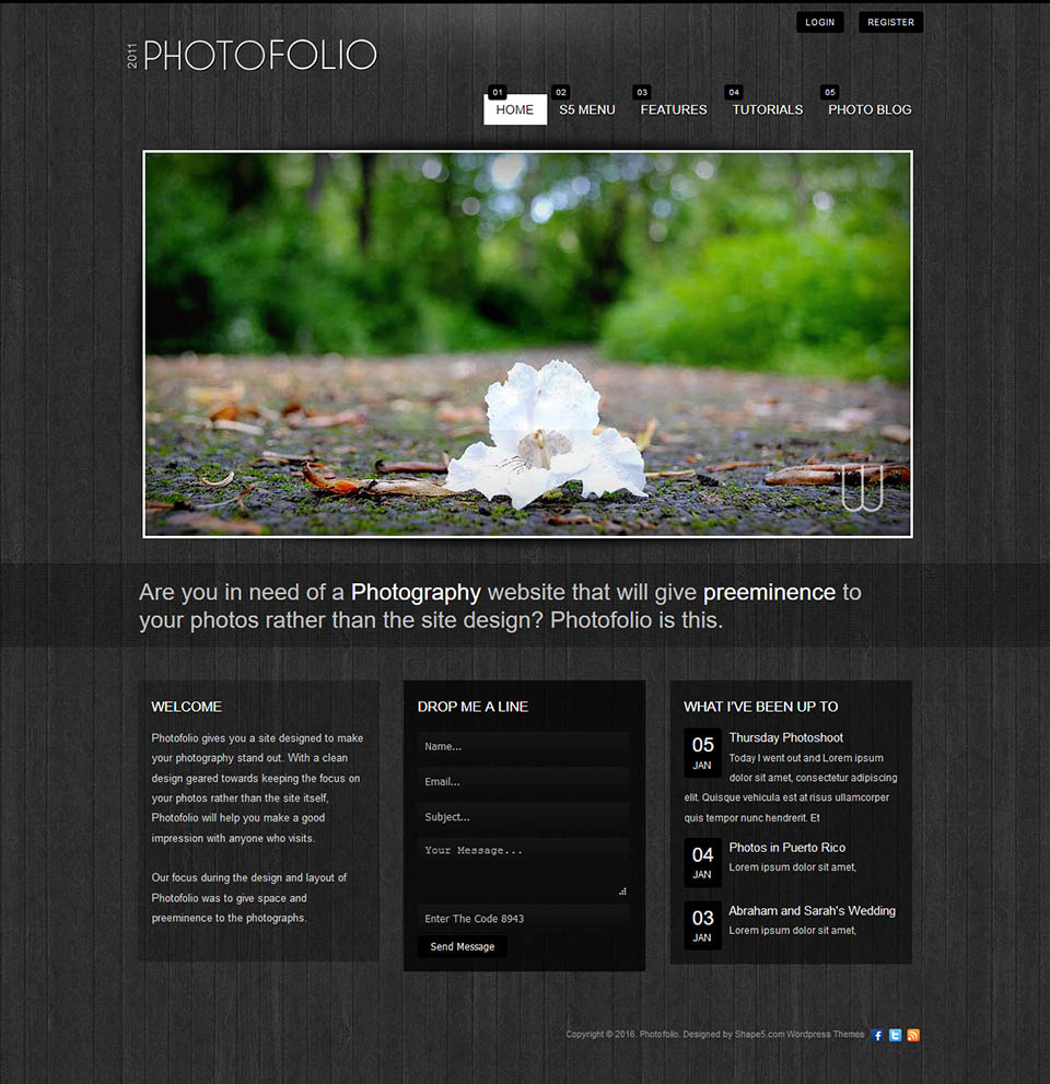 WordPress template Shape5 Photofolio