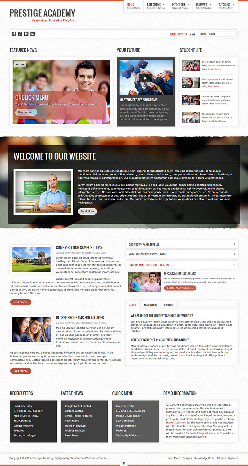 WordPress template Shape5 Prestige Academy