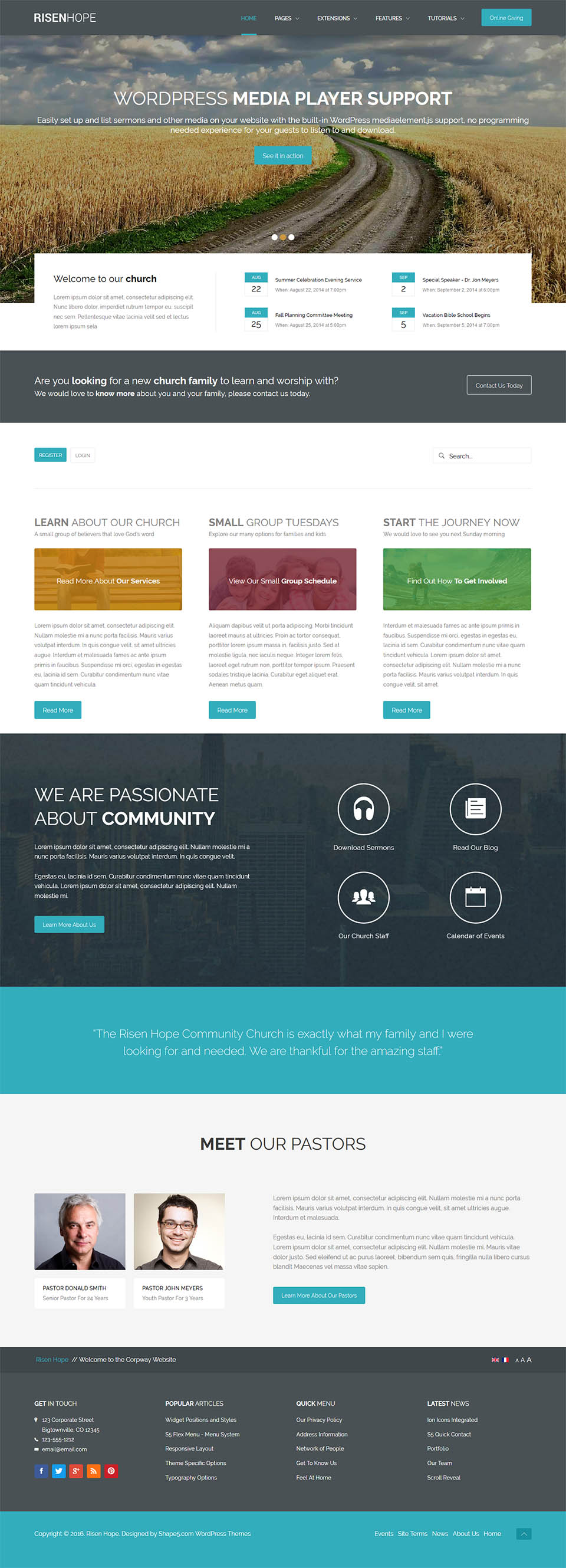 WordPress template Shape5 Risen Hope