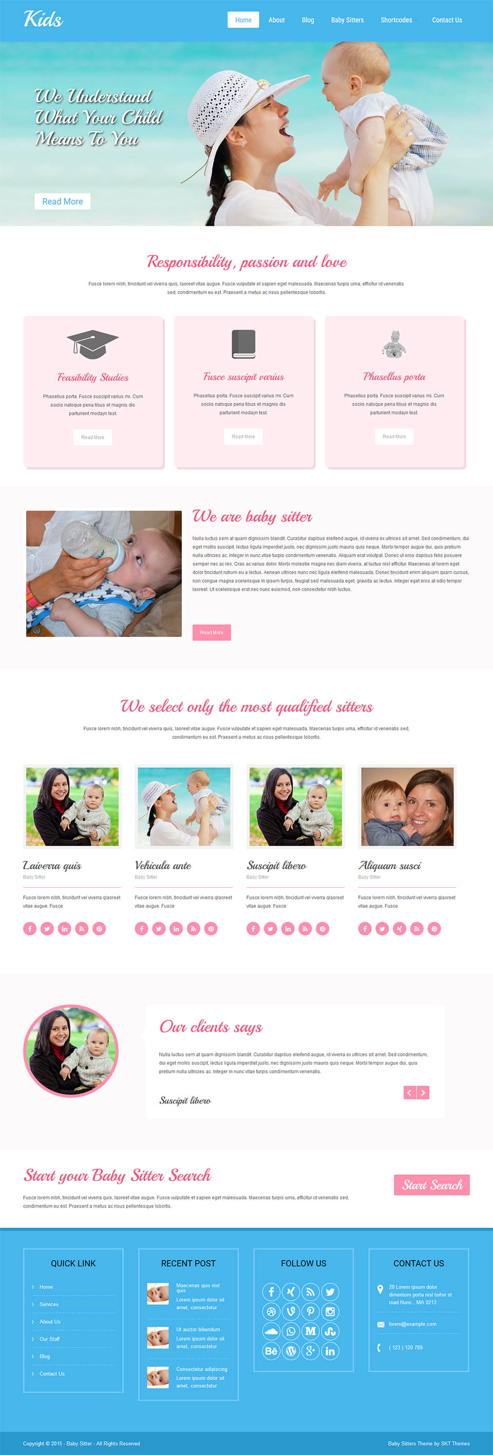 WordPress template SKT Themes Babysitter Pro