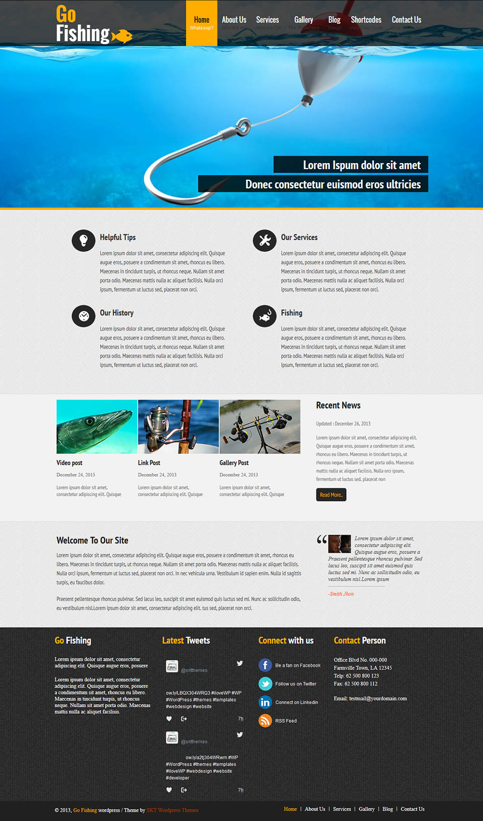 WordPress template SKT Themes Go Fishing Pro